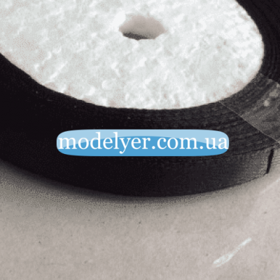 Лента атласная 0,6 см (черный)